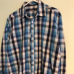 Jeremy Argyle Blue And Teal Gingham Button Down Shirt
